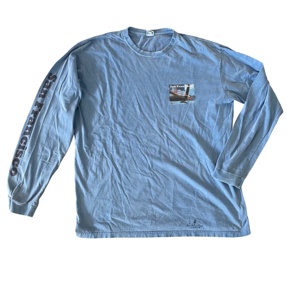 Crazy Shirts San Francisco Long Sleeve Shirt Mens XL Blue Flag Blue Hawaii‎ Dyed